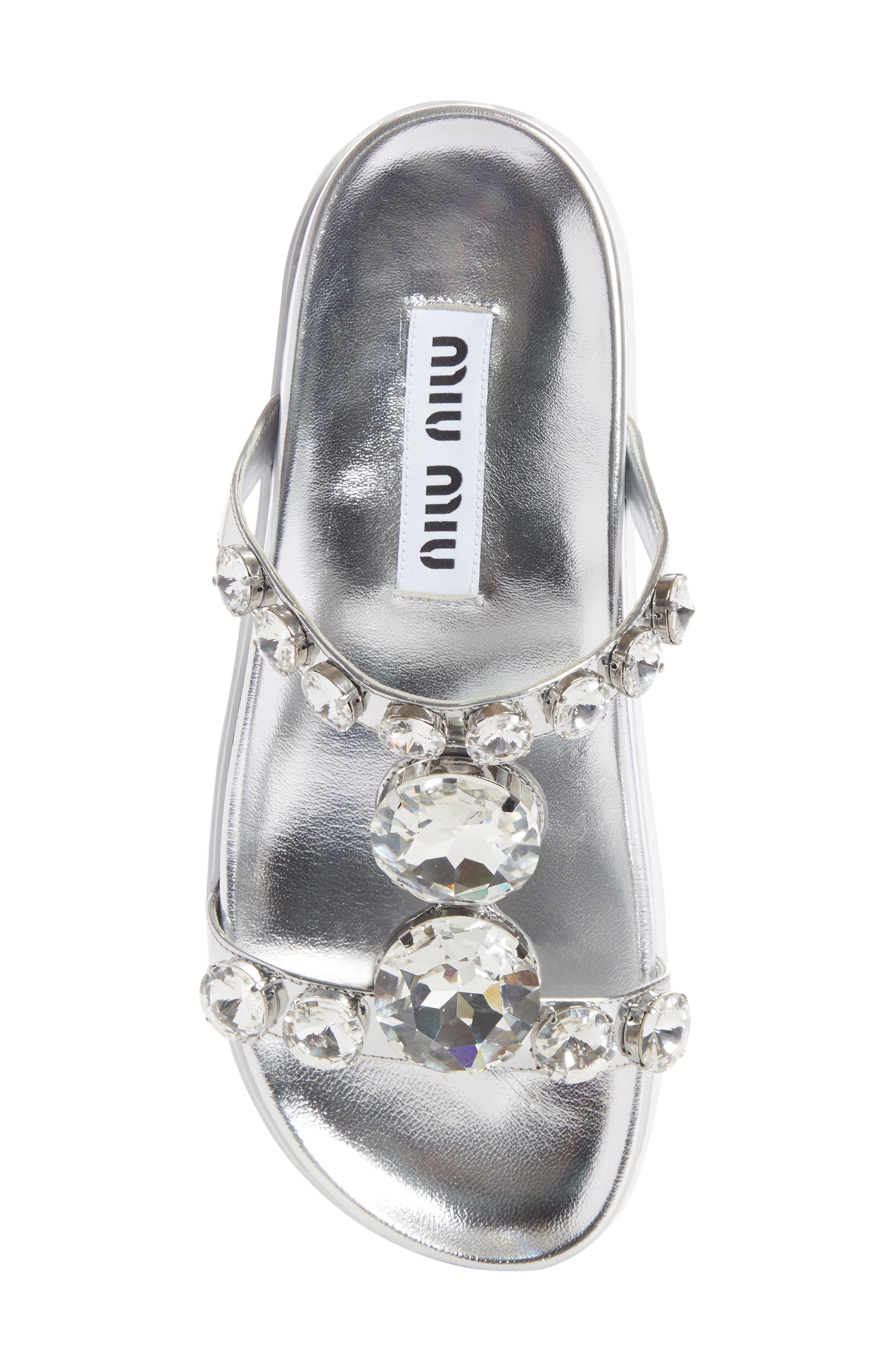 Miu Miu Embellished Slide Sandal, Alternate, color, 