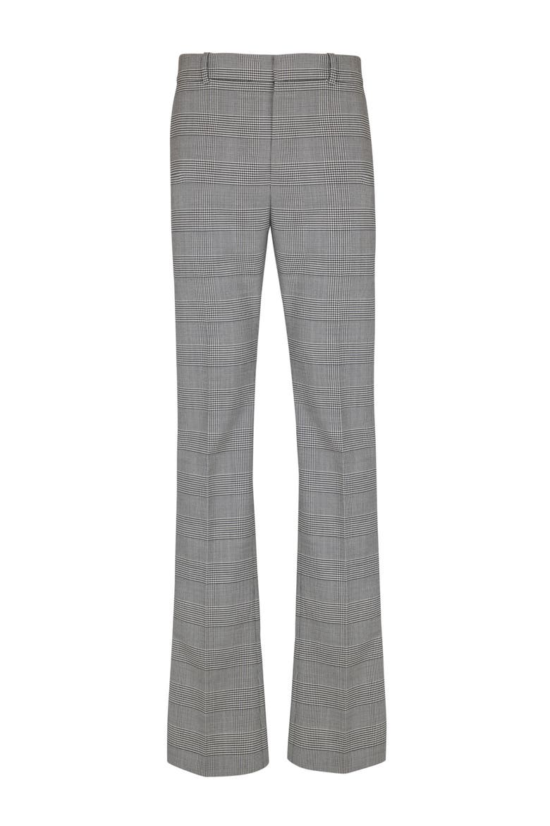 Darted trousers in Prince of Wales wool, Main, color, black