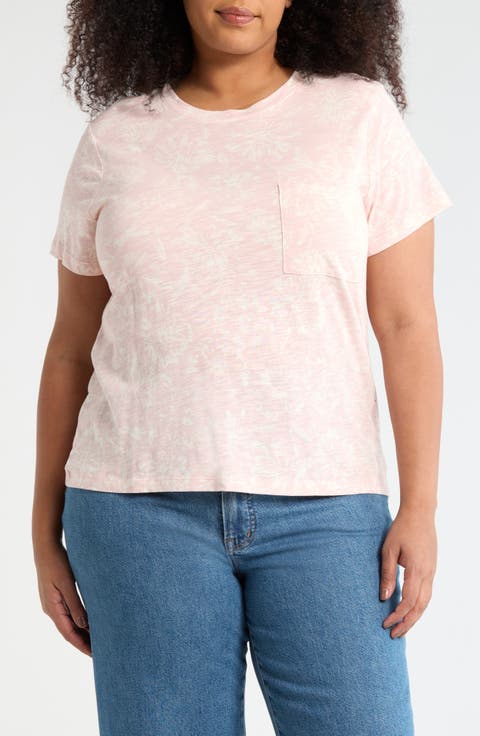 Cotton Blend Pocket T-Shirt (Plus)