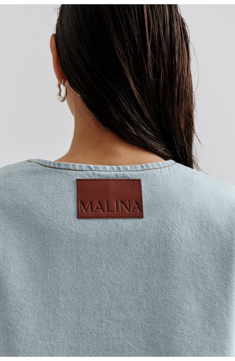 Malina Elowen Cropped Long Sleeve Denim Jacket, Alternate, color, Unwashed Dark Blue