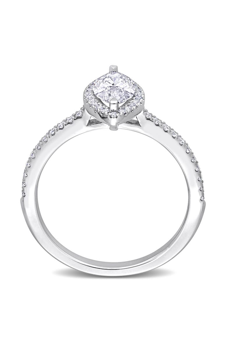 1-1/2 CTW Lab-Grown Diamond Marquise Halo Ring 14k, Alternate, color, White Gold