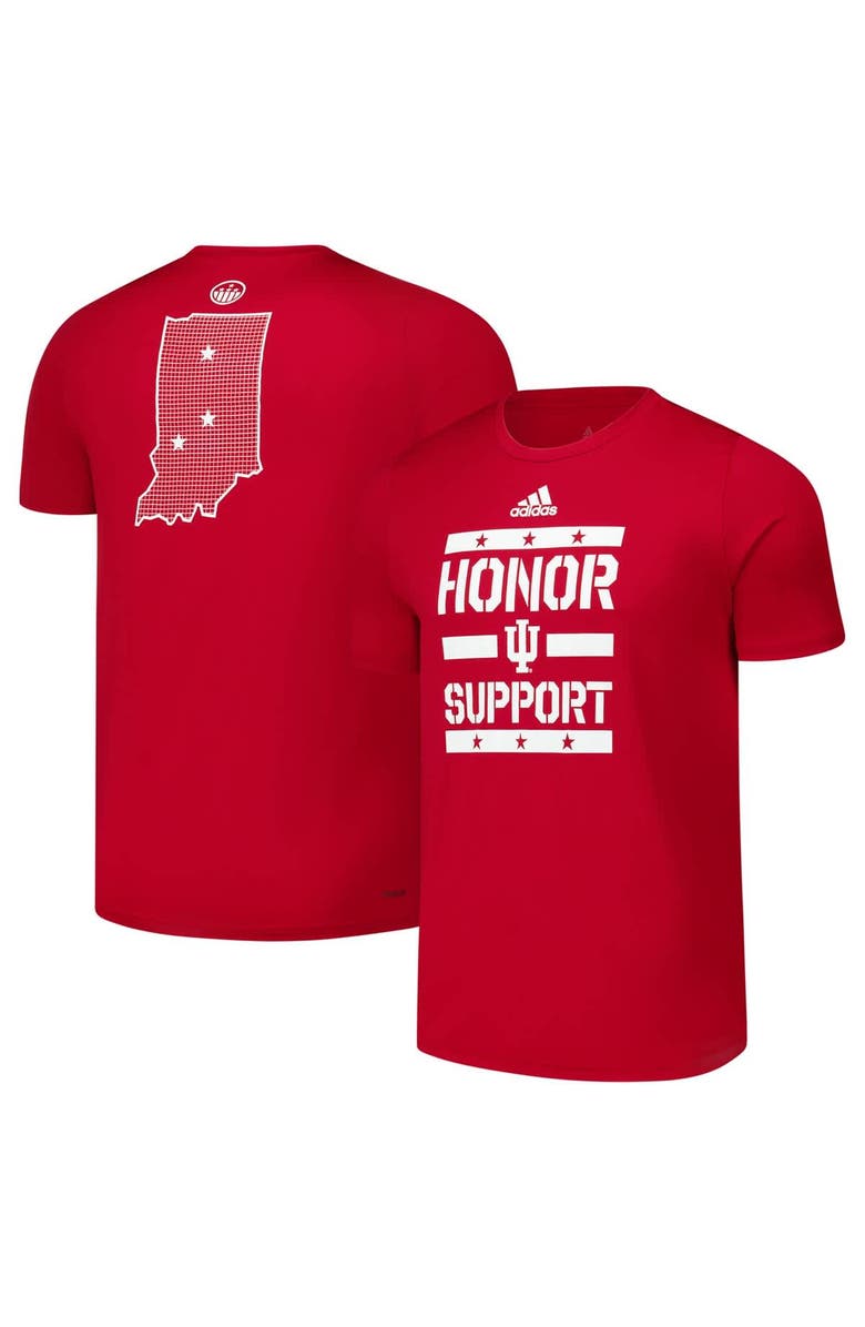 adidas Men's adidas Crimson Indiana Hoosiers Honor & Support Pre-Game T-Shirt, Main, color, Crimson