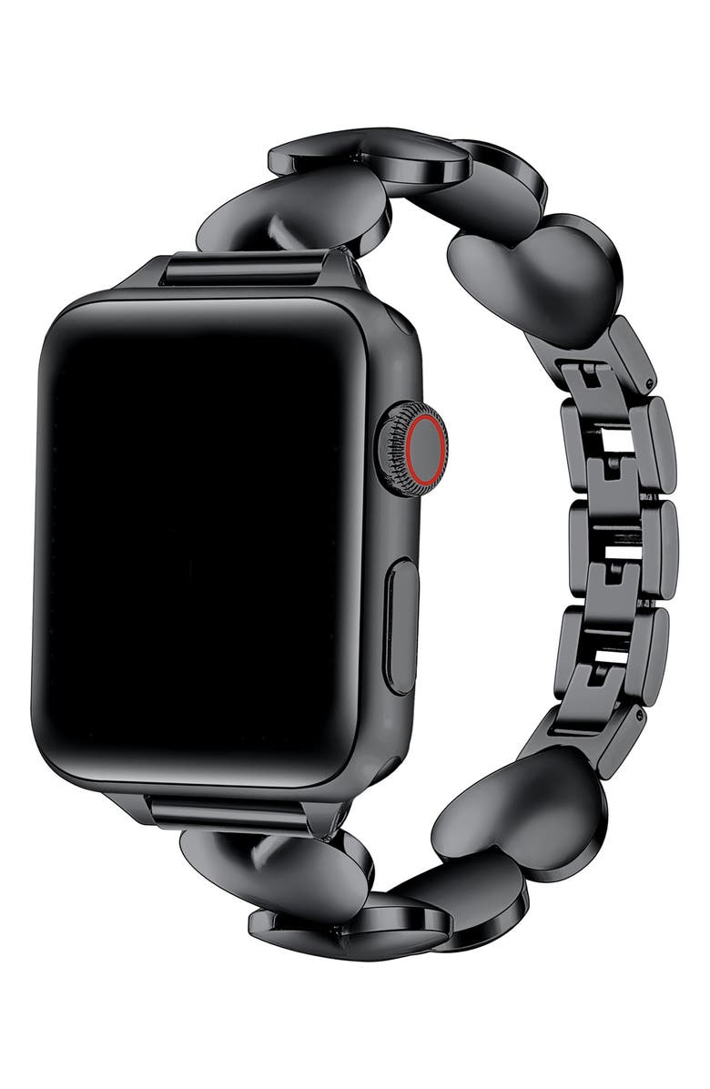 The Posh Tech Aphrodite Heart Bracelet Apple Watch<sup>®</sup> Watchband, Alternate, color, Black
