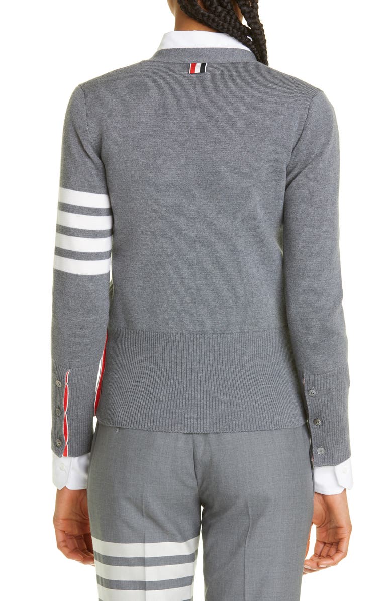 Thom Browne 4-Bar Merino Wool Cardigan, Alternate, color,