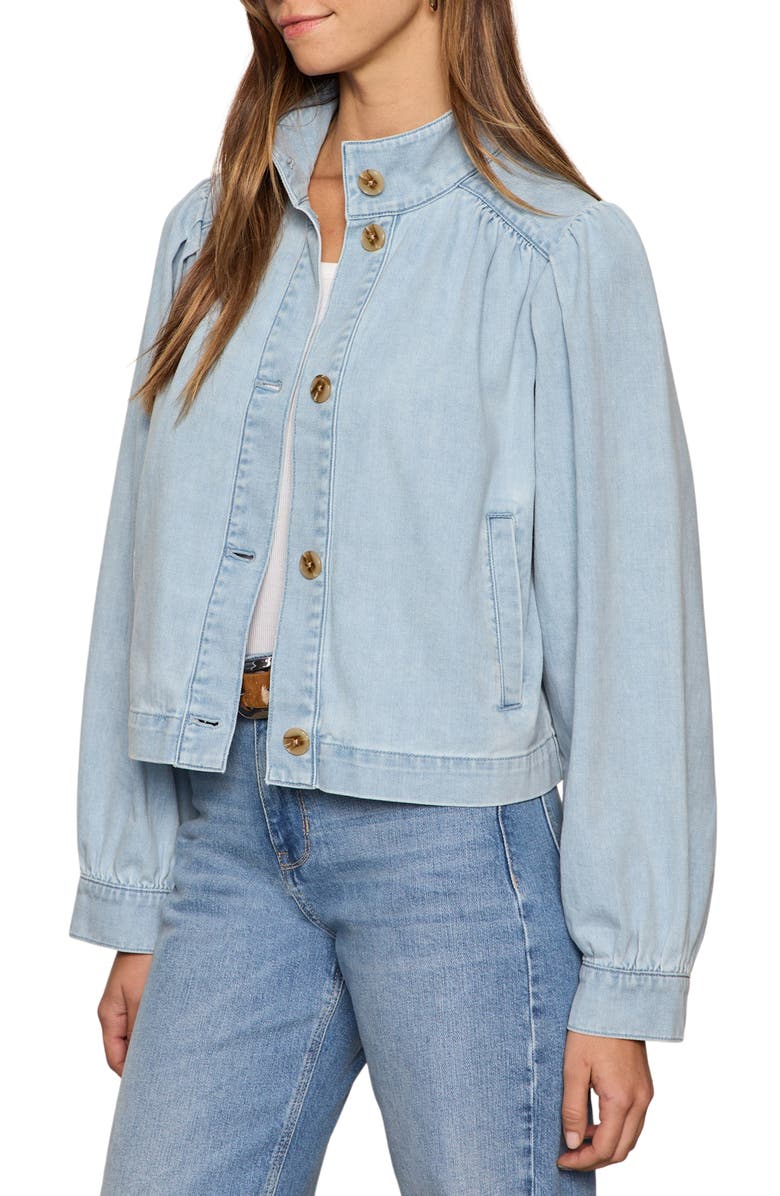 Sanctuary Puff Shoulder Denim Jacket, Alternate, color, Whisper