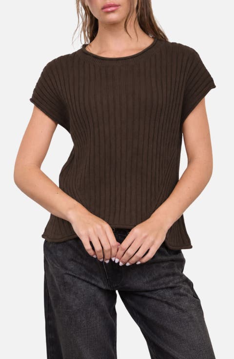 Short Sleeve Ribbed Sweater