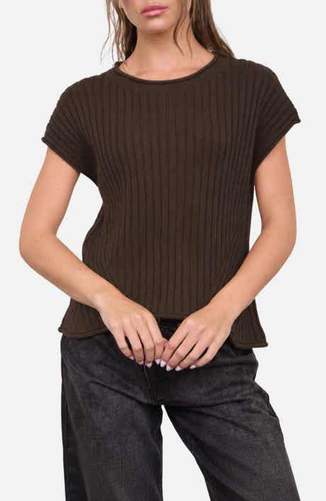 Short Sleeve Ribbed Sweater