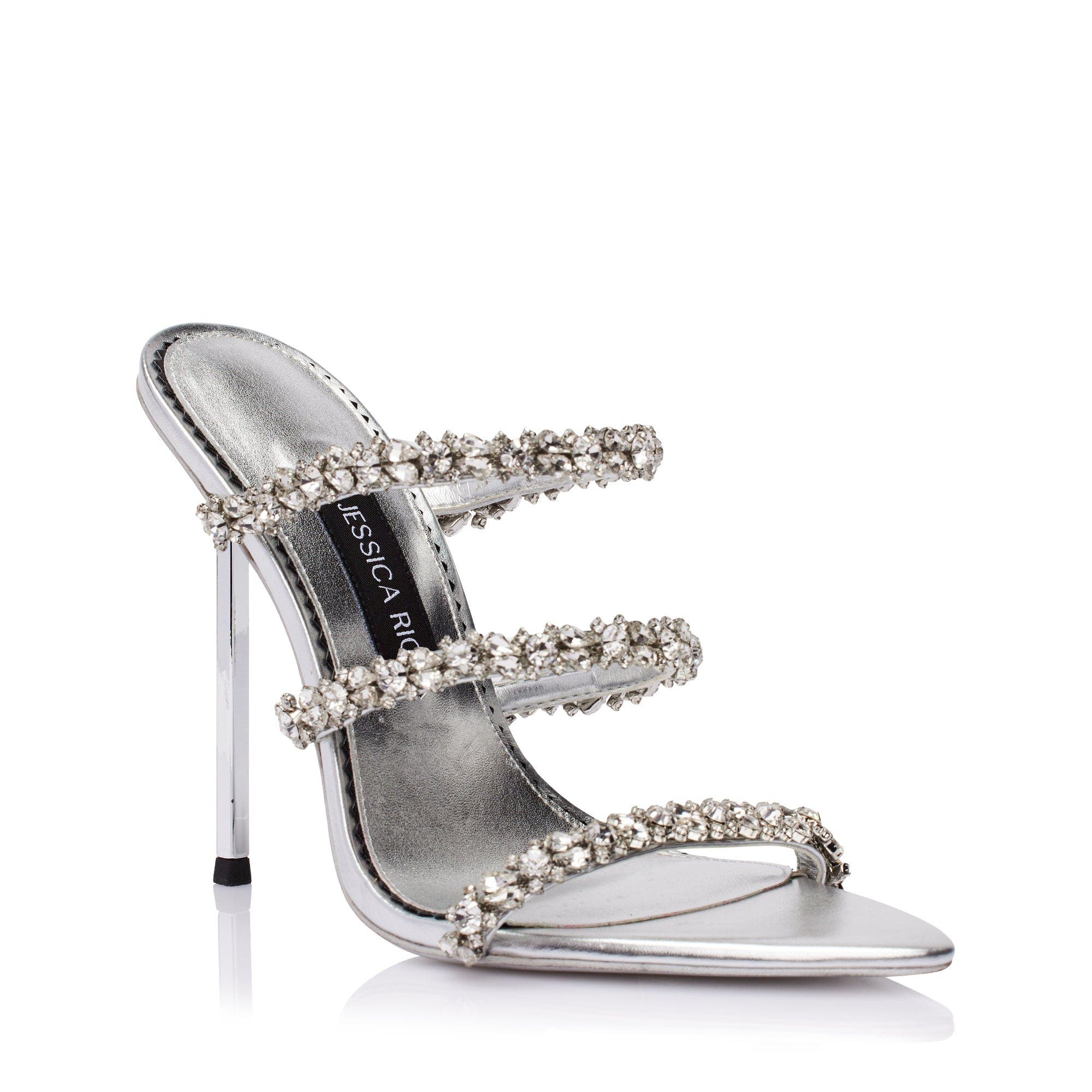 JESSICA RICH Diamond Slide Sandal, Alternate, color, Silver
