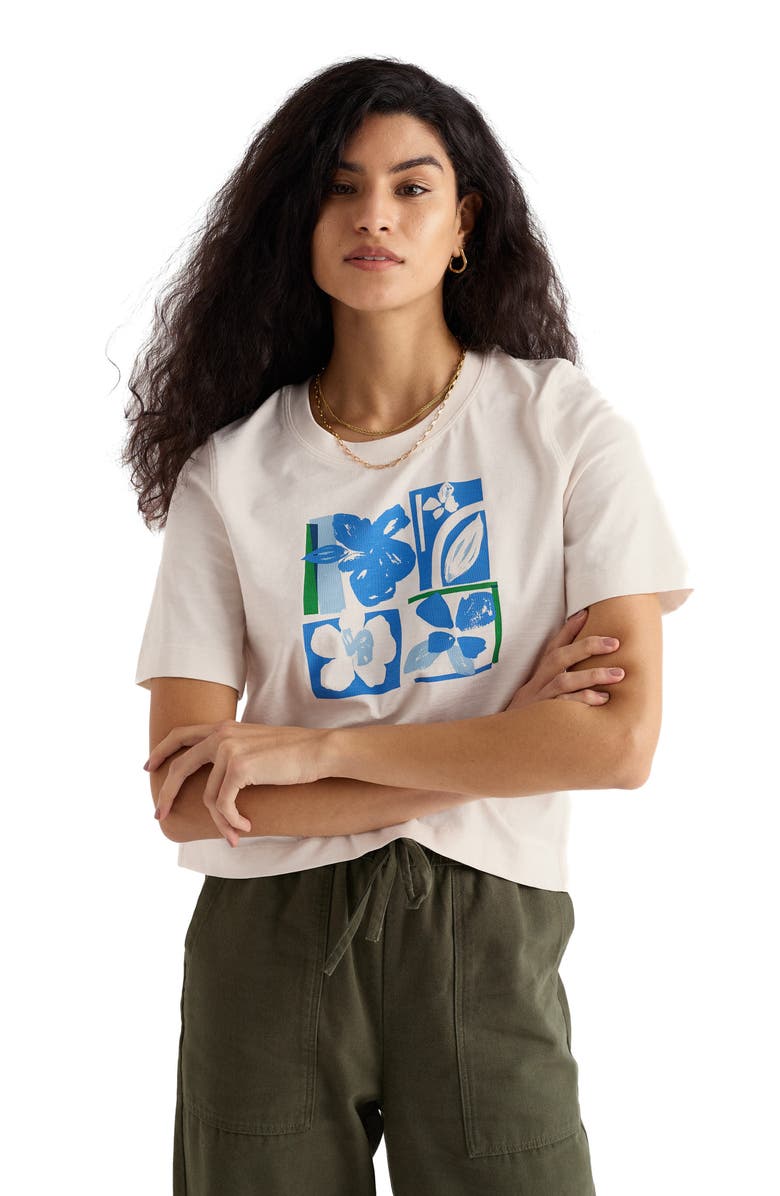Seasalt Cornwall Copseland Organic Cotton Graphic T-Shirt, Alternate, color, Cutout Pansy Chalk