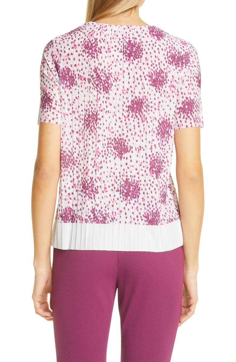 BOSS Edrabi Pleated Short Sleeve Top, Alternate, color, Midnight Fantasy