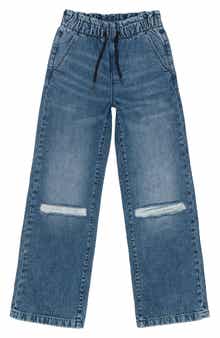 Joe's Kids' Mia Distressed Wide Leg Pull-On Jeans