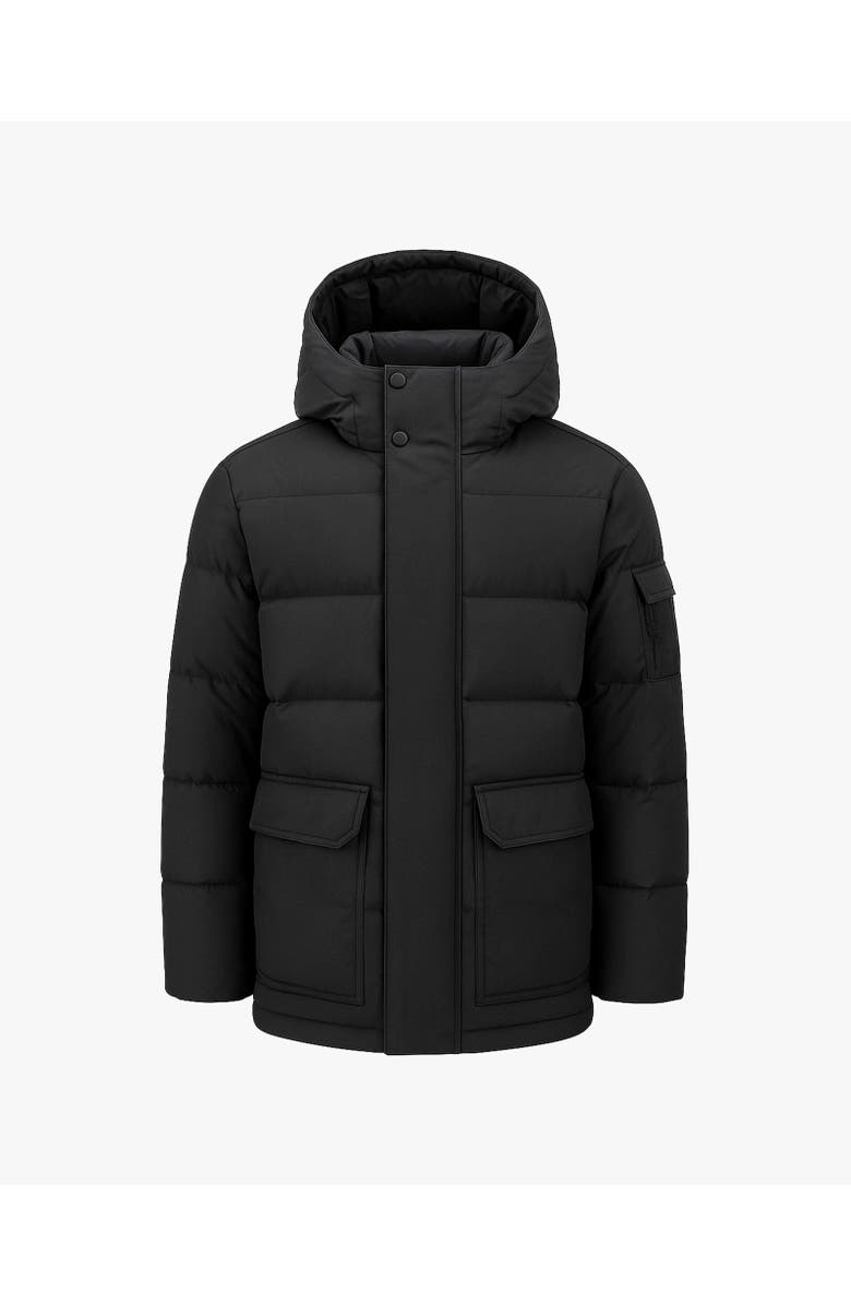 Quartz Co. ALEXANDER | Hooded Recycled Down Winter Jacket, Main, color, Black