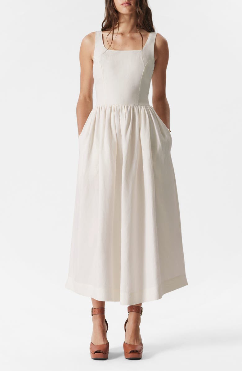 & Other Stories Cotton Fit & Flare Dress, Main, color, White Dusty Light