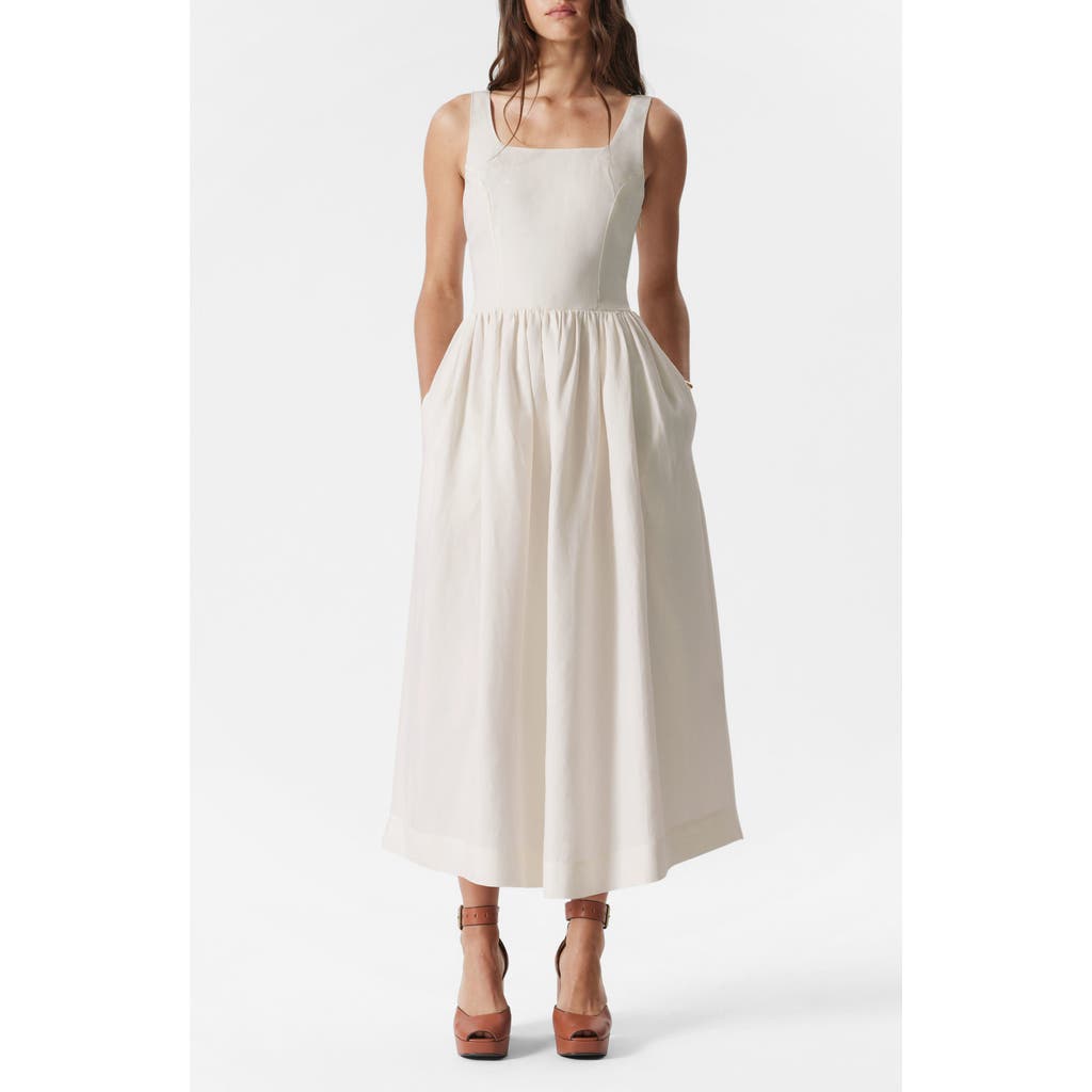 & Other Stories Cotton Fit & Flare Dress In White