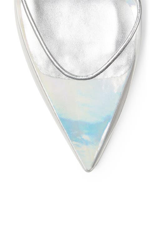 Stuart Weitzman Xcurve Iridescent Halter Slingback Pumps In Silver/clear