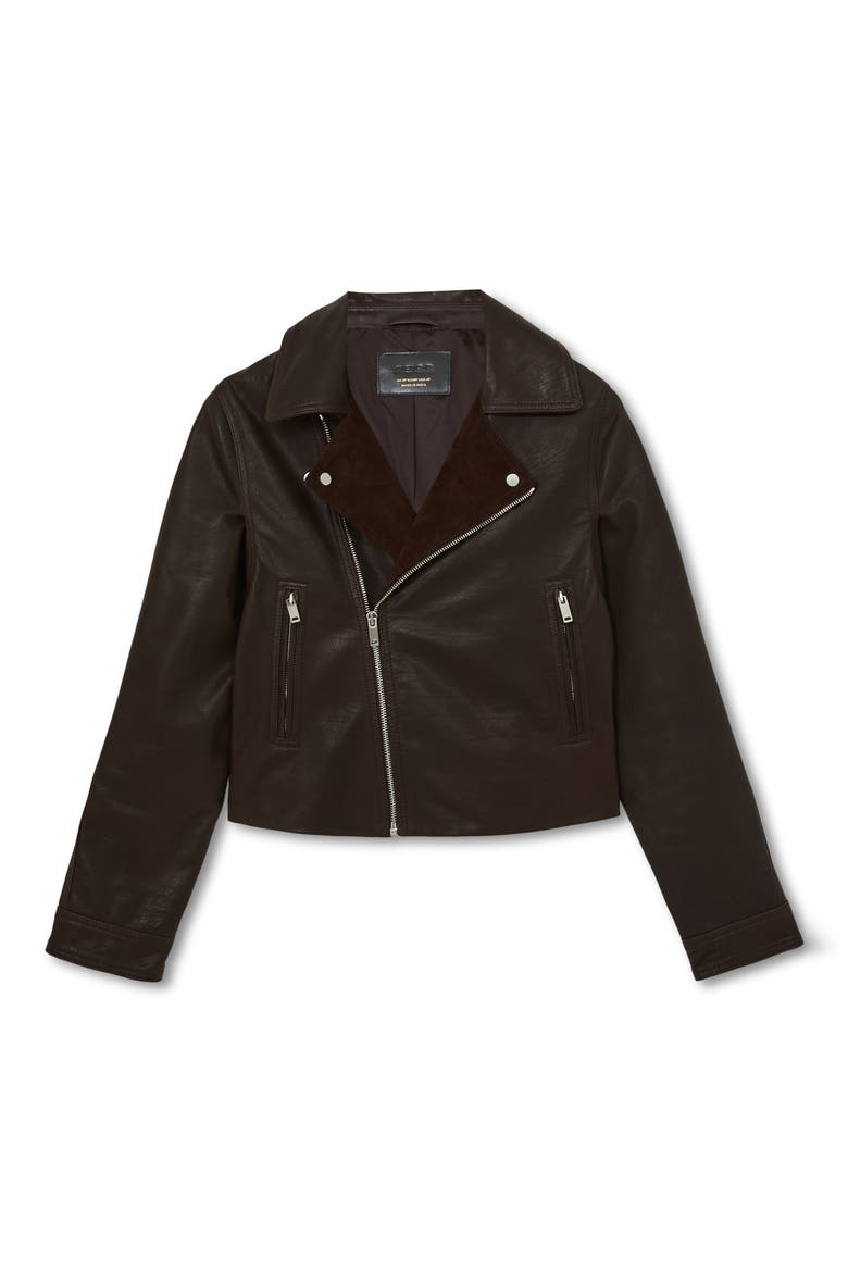 Lidia Leather Moto Jacket, Alternate, color, CHOCOLATE BROWN