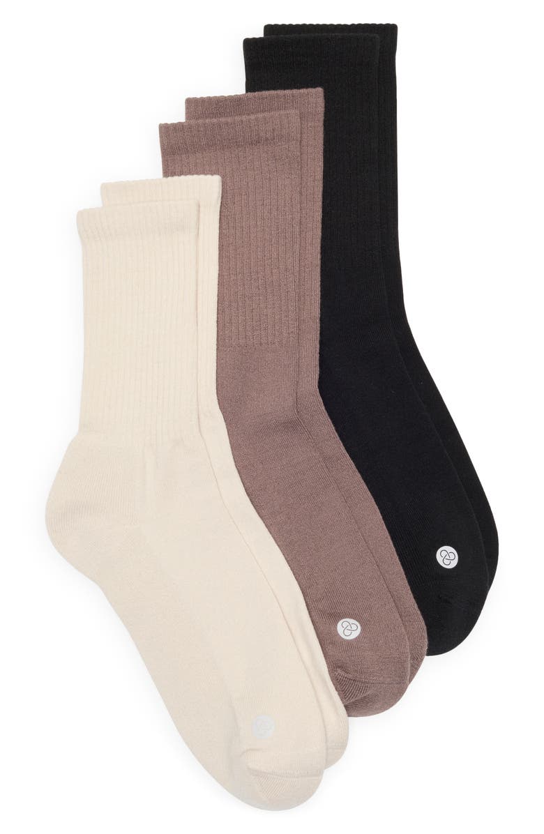 Zella 3-Pack Crew Socks, Alternate, color, Grey Plum