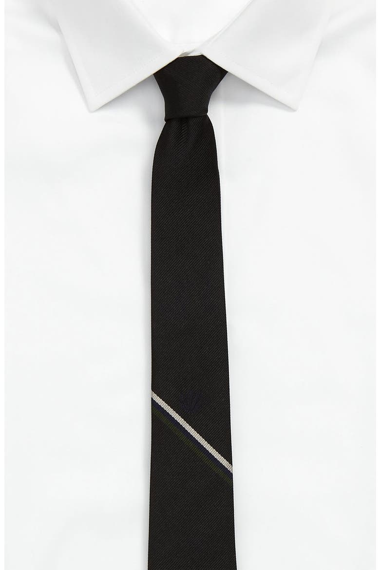 Woven Silk Tie, Alternate, color, BLACK