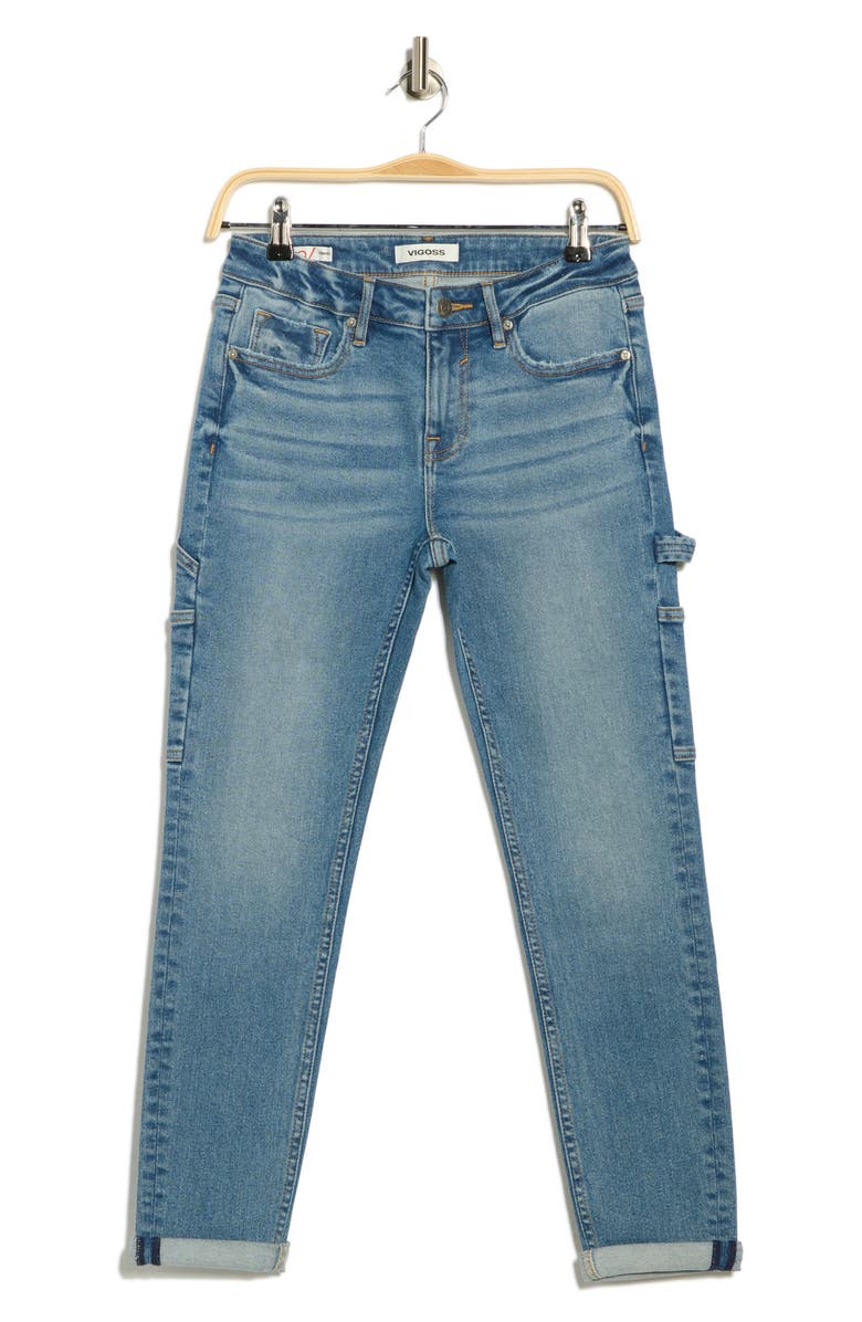 Vigoss Thompson Tomboy Cuffed Carpenter Skinny Jeans, Alternate, color, Medium Wash