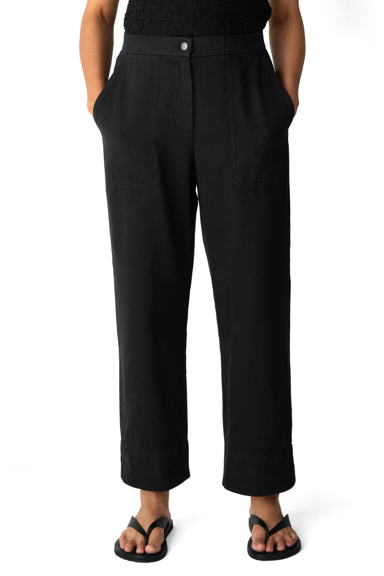 Organic Cotton Straight Ankle Pants, Main, color, BLACK
