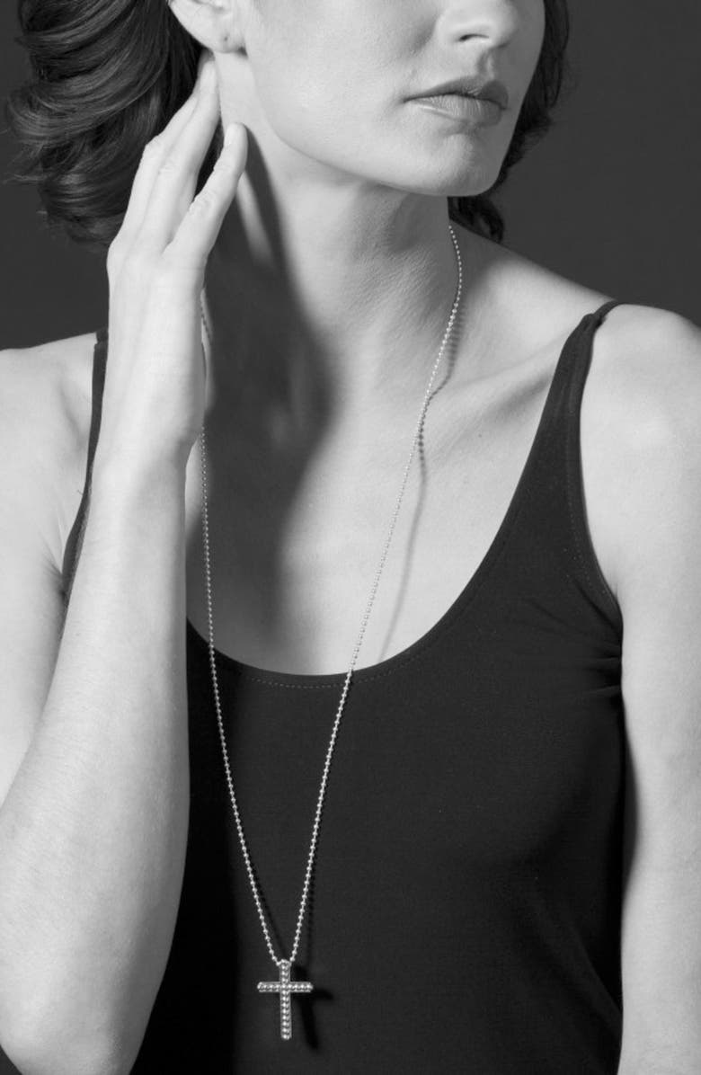 LAGOS Signature Caviar Cross Pendant Necklace, Alternate, color, 