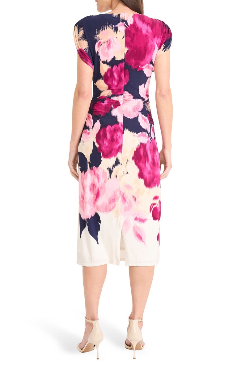 Maggy London Placement Print Cap Sleeve Midi Dress, Alternate, color, 