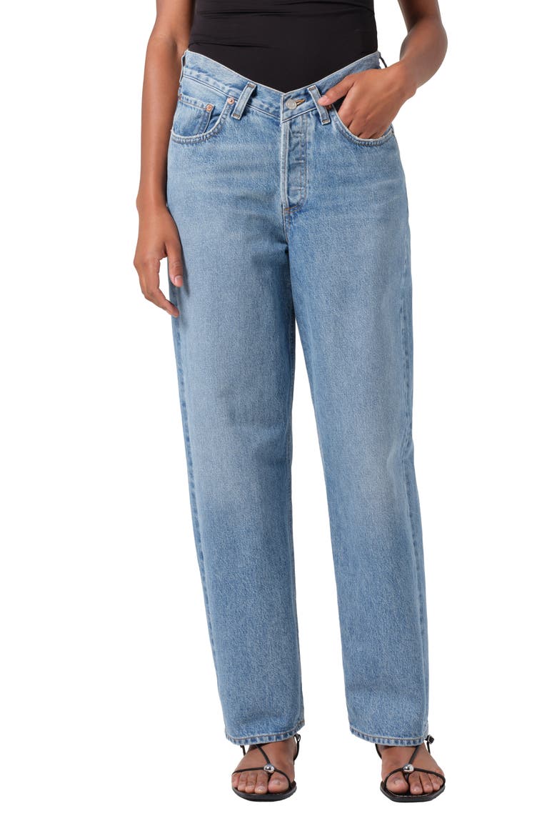 V-Waist Baggy Straight Leg Jeans, Main, color, FAIRWAY