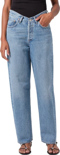 V Waist Baggy Straight Leg Jeans