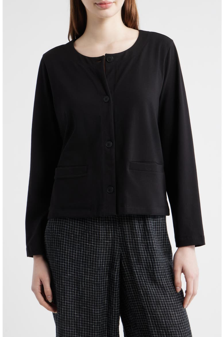 Stretch Organic Cotton Jacket, Alternate, color, BLACK