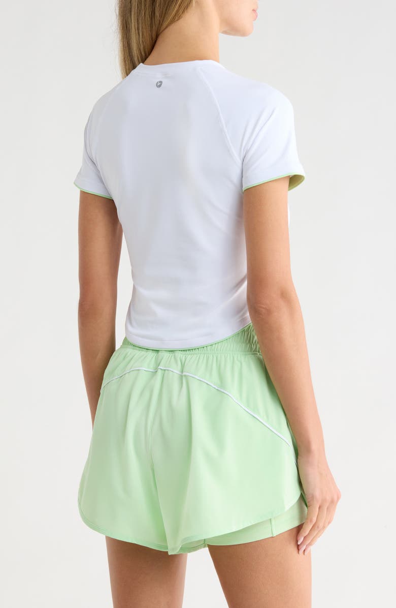 90 DEGREE BY REFLEX Nudetech Volley Club Crop T-Shirt, Alternate, color, White/ Celadon