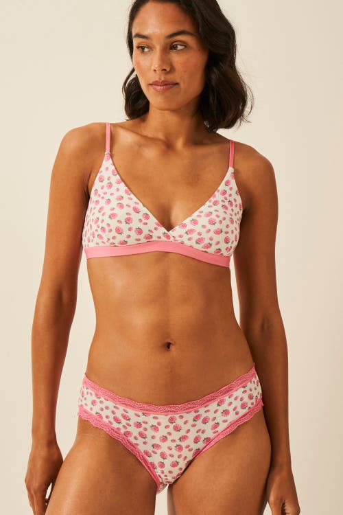 Stripe & Stare The Crossover Bra & Original Knicker Set In Pink