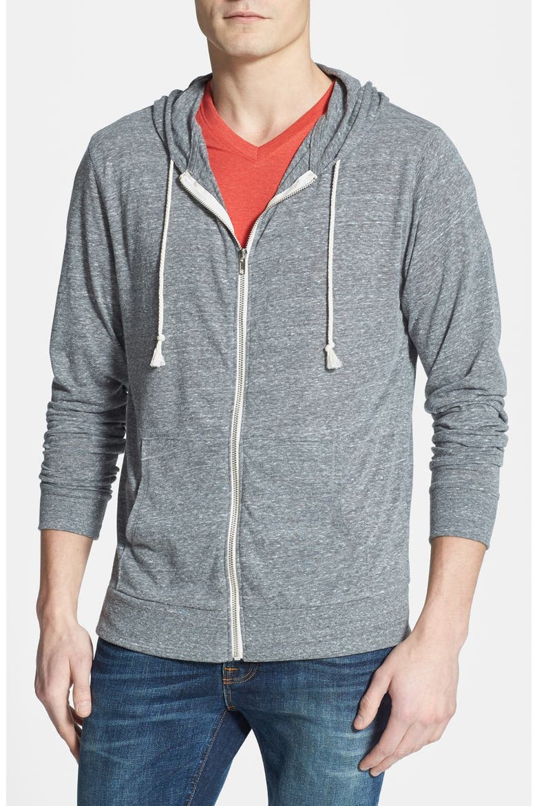 Threads for Thought Triblend Zip Hoodie, Main, color, HEATHER GREY