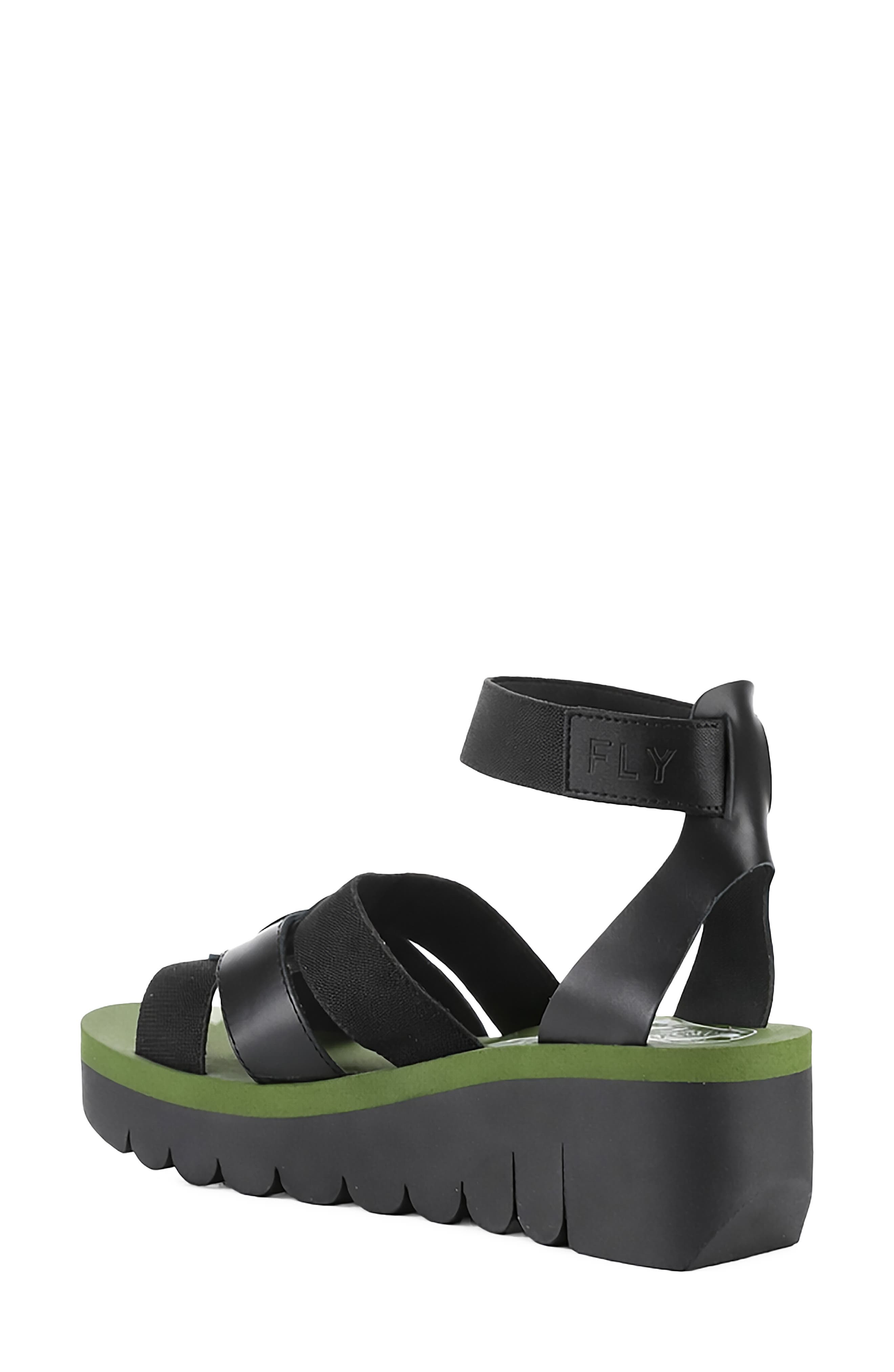 Fly London Yory Ankle Strap Sandal, Alternate, color, Black