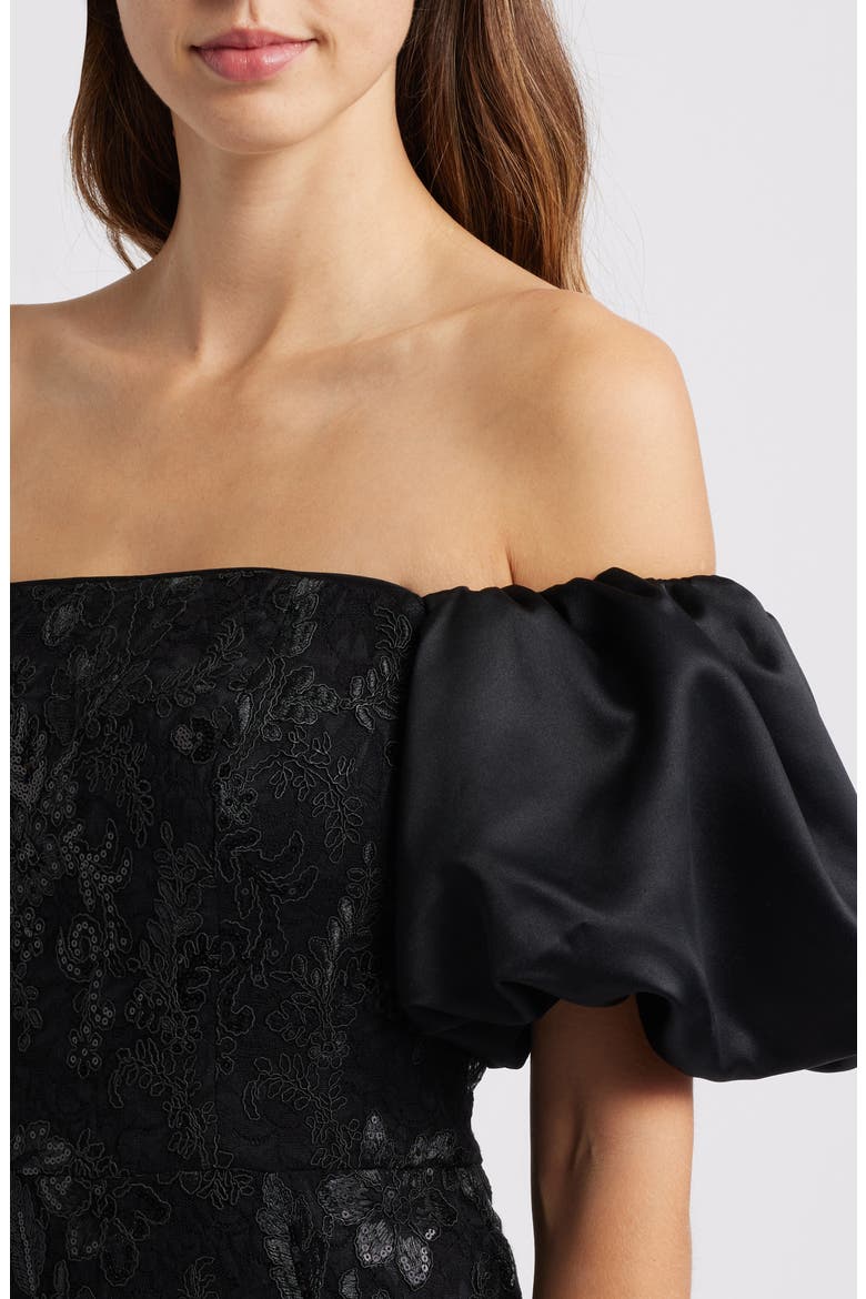 Off the Shoulder Sequin Cocktail Dress, Alternate, color, BLACK