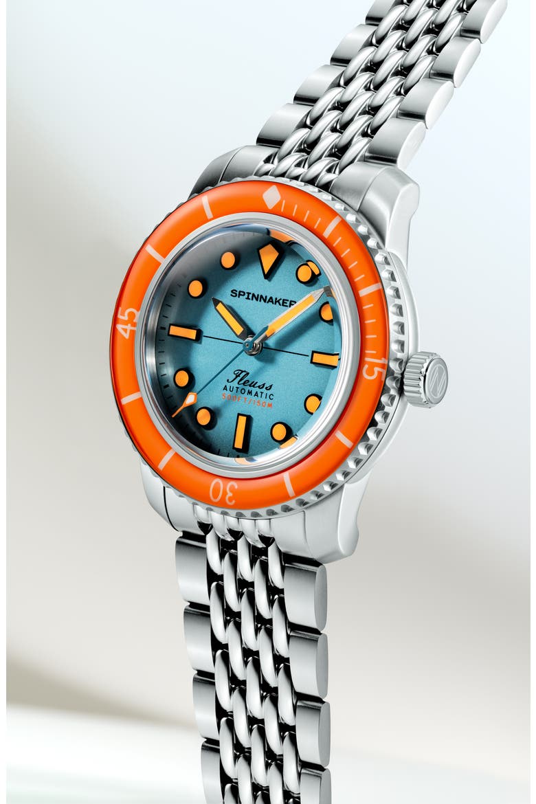 Fleuss 40 Teal Mirage Automatic Bracelet Watch, 40mm, Alternate, color, BLUE