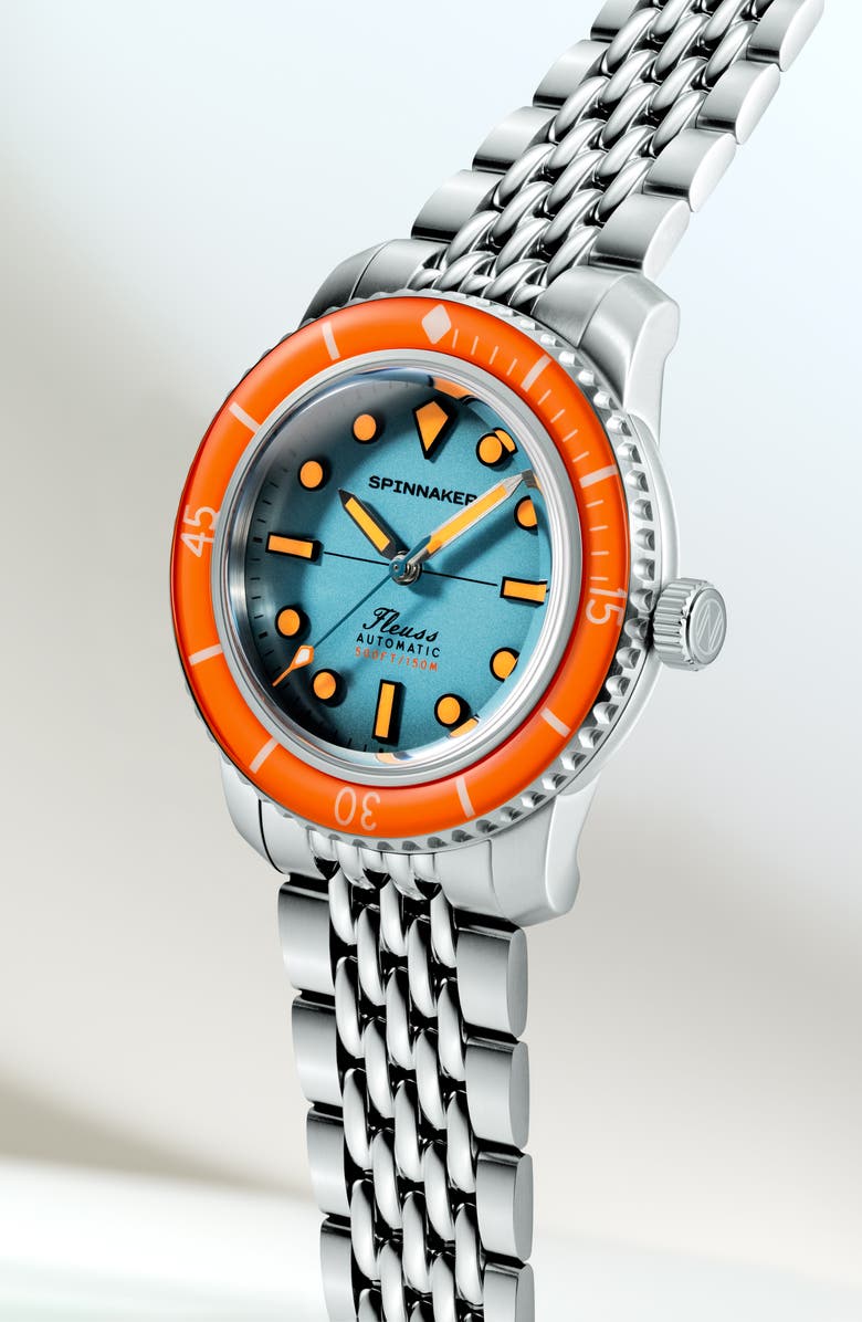 SPINNAKER Fleuss 40 Teal Mirage Automatic Bracelet Watch, 40mm, Alternate, color, 