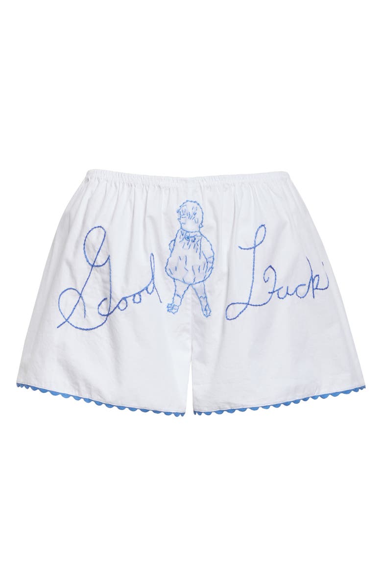 Bode Lucky Baby Shorts, Alternate, color, White/ Blue