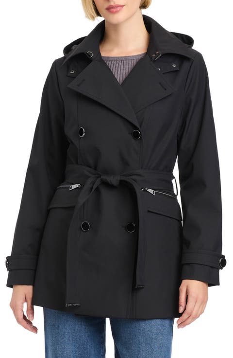 Double Breasted Hooded Trench Coat