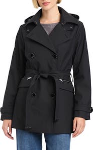 Vince Camuto Double Breasted Hooded Trench Coat