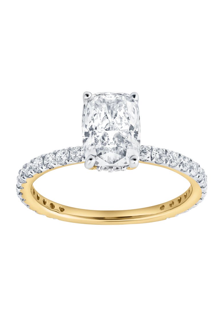 Melina 14K Gold Cushion Lab Grown Diamond Engagement Ring - 2.0 Ct, Main, color, 14K Yellow Gold