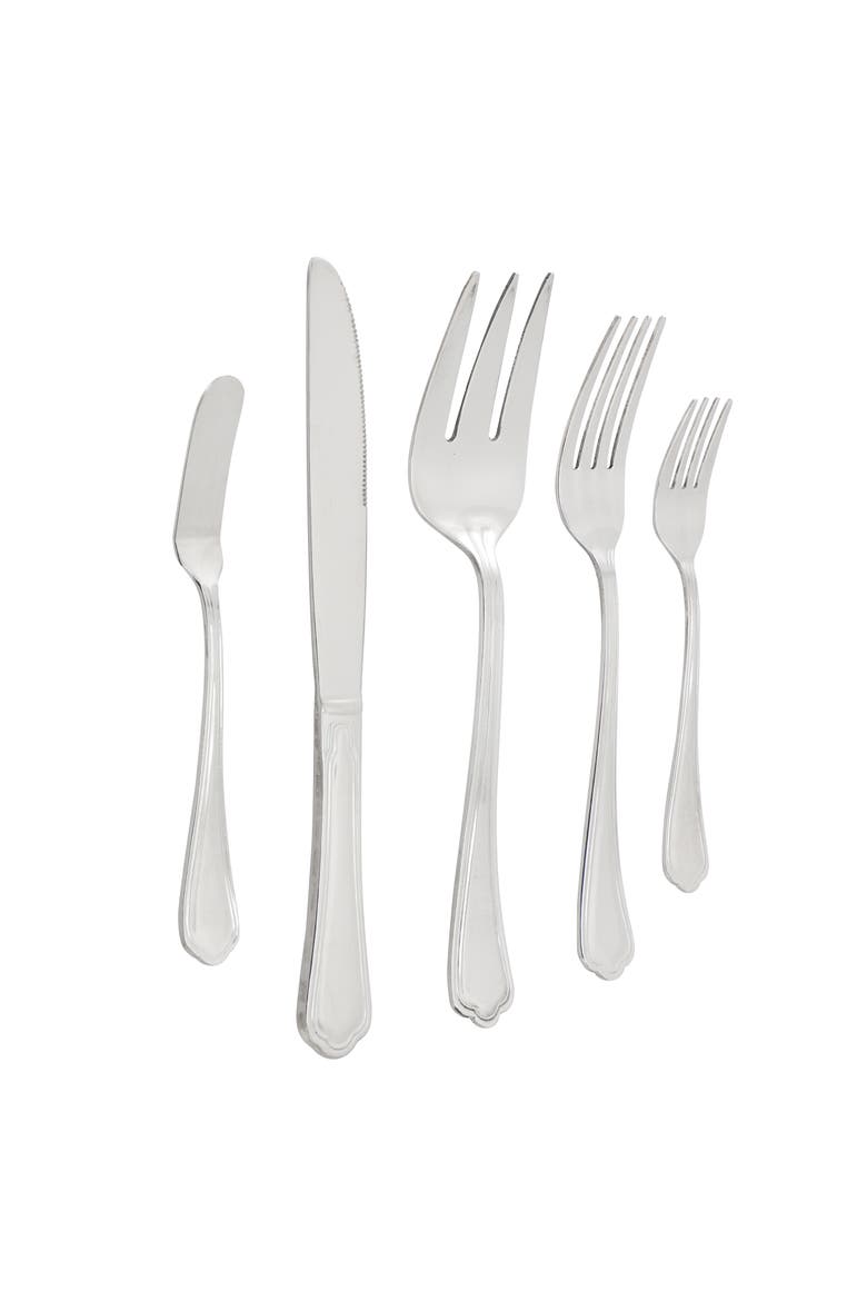 45 Piece Stainless Steel Flatware and Serving Set, Alternate, color, Silver