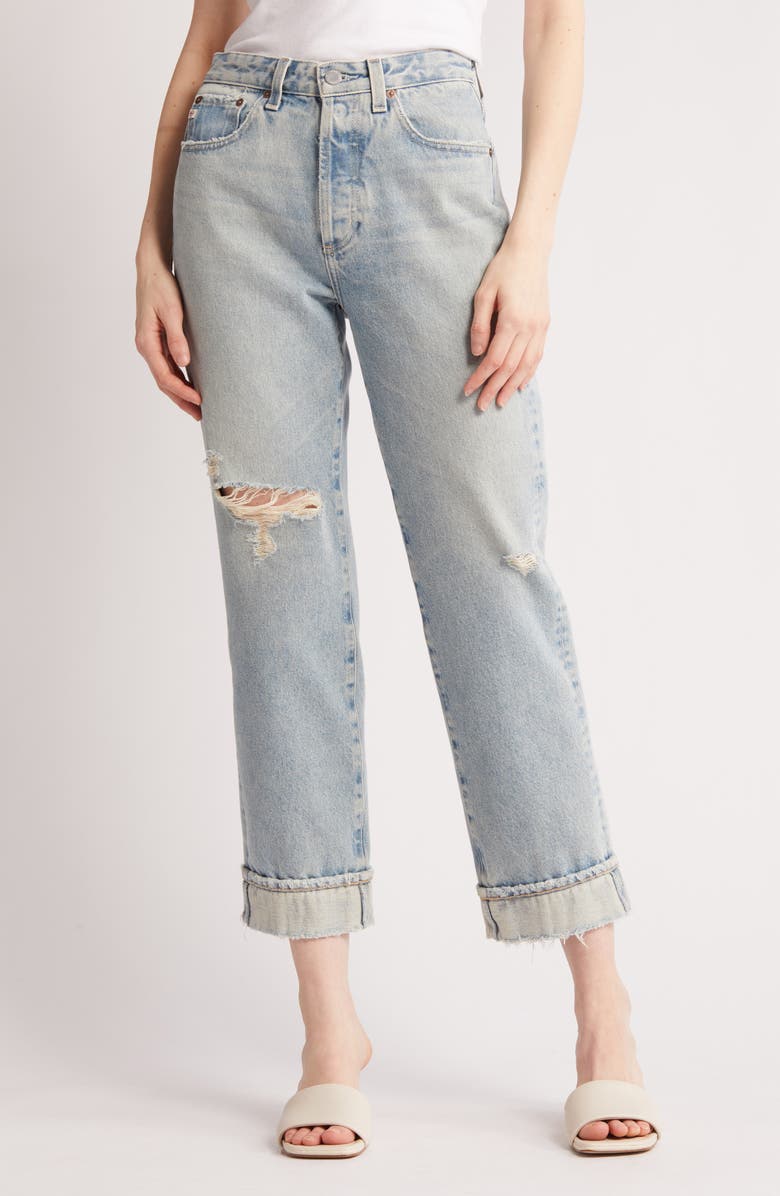 AG Alexxis High Waist Ankle Straight Leg Jeans, Alternate, color, 21 Years Road Trip Destructed