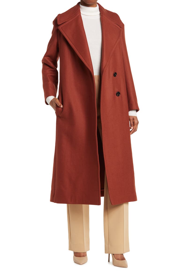 HUGO BOSS Collary Wool Blend Coat, Main, color, RUST/ COPPER