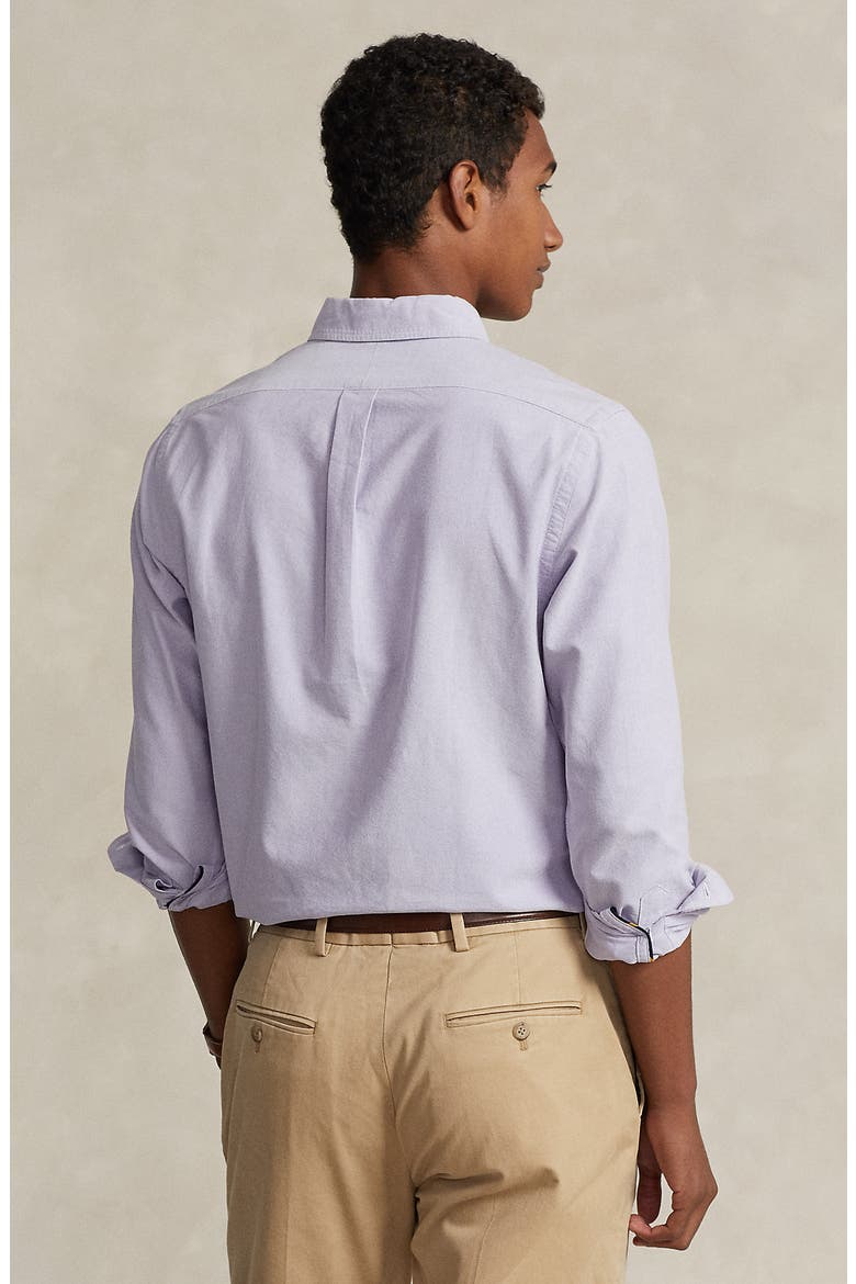 Contrast Trim Cotton Oxford Button–Down Shirt, Alternate, color, THISTLE