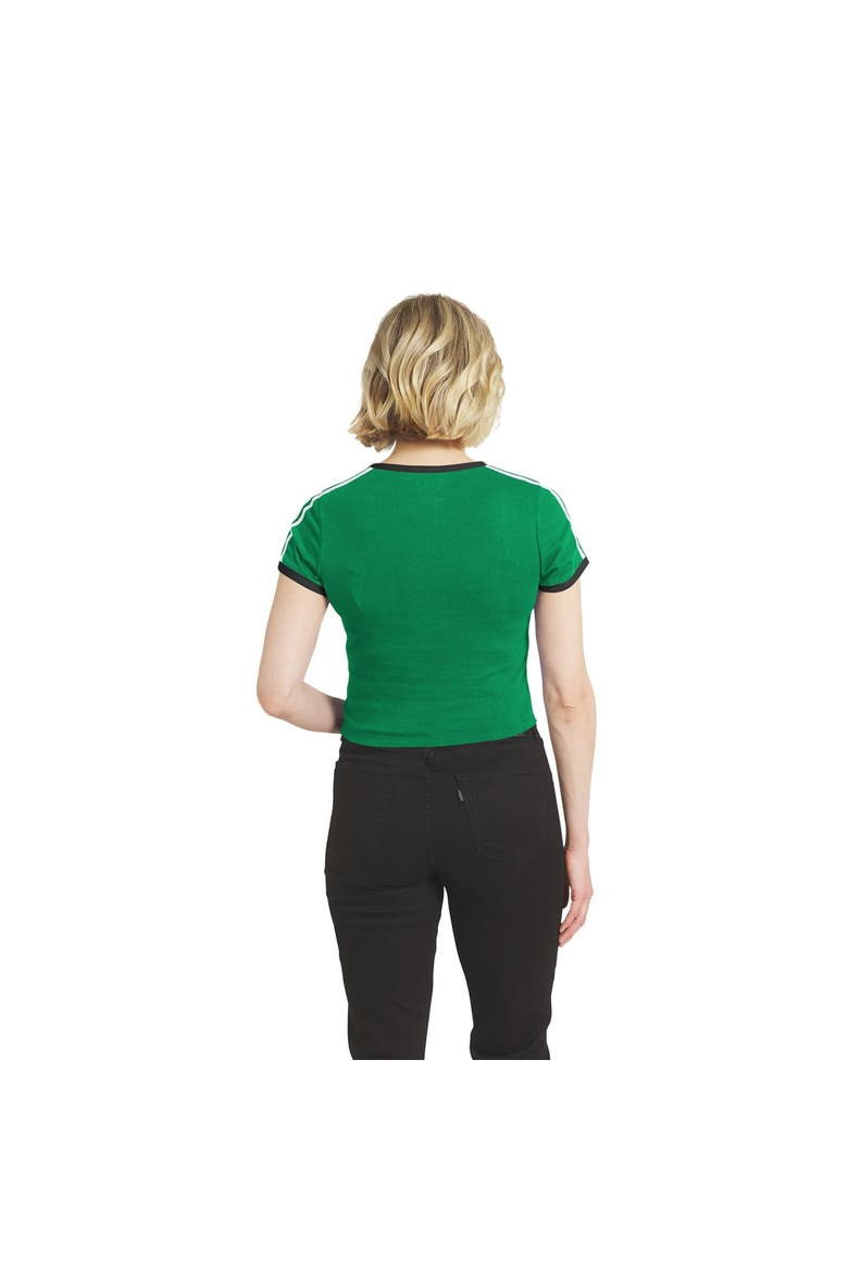 Women's WEAR by Erin Andrews  Kelly Green Philadelphia Eagles Cropped Throwback Ringer Baby T-Shirt, Alternate, color, Kelly Green