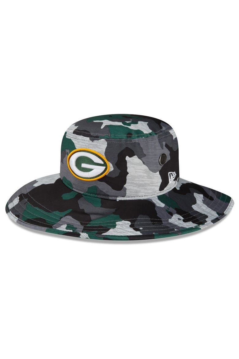 Men's New Era Camo Green Bay Packers 2022 NFL Training Camp Official Panama Bucket Hat, Main, color, Camo