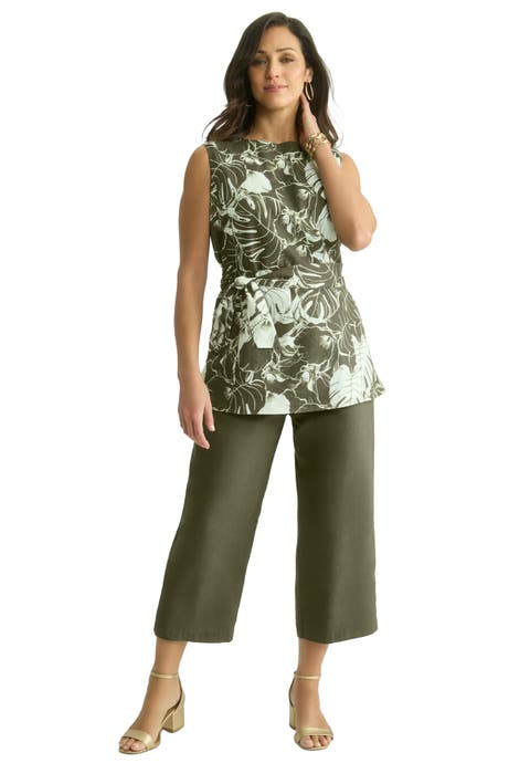 2-Piece Linen Capri Set (Plus)
