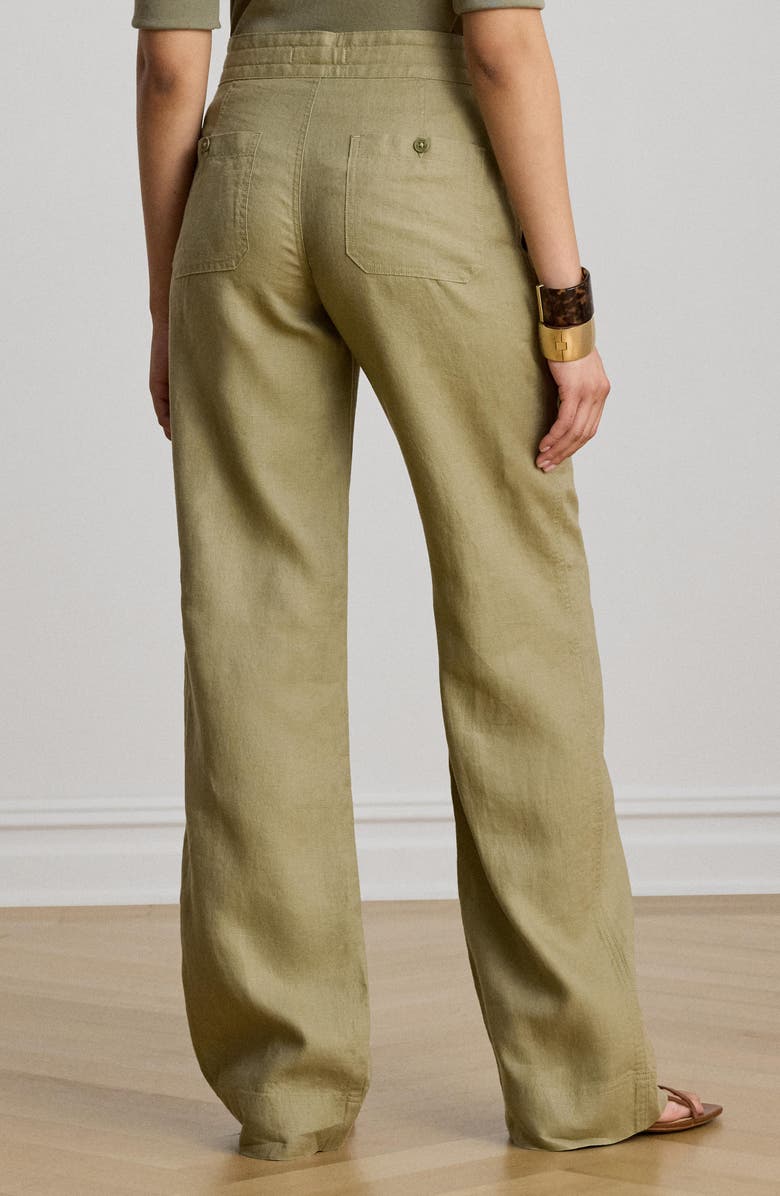 Lauren Ralph Lauren Linen Wide Leg Pants, Alternate, color, Light Agave Green