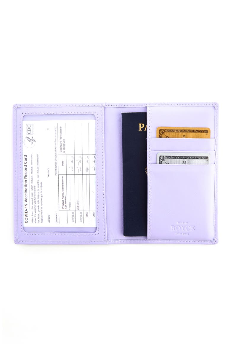 Leather Vaccine Card & Passport Holder, Alternate, color, LAVENDER- GOLD FOIL