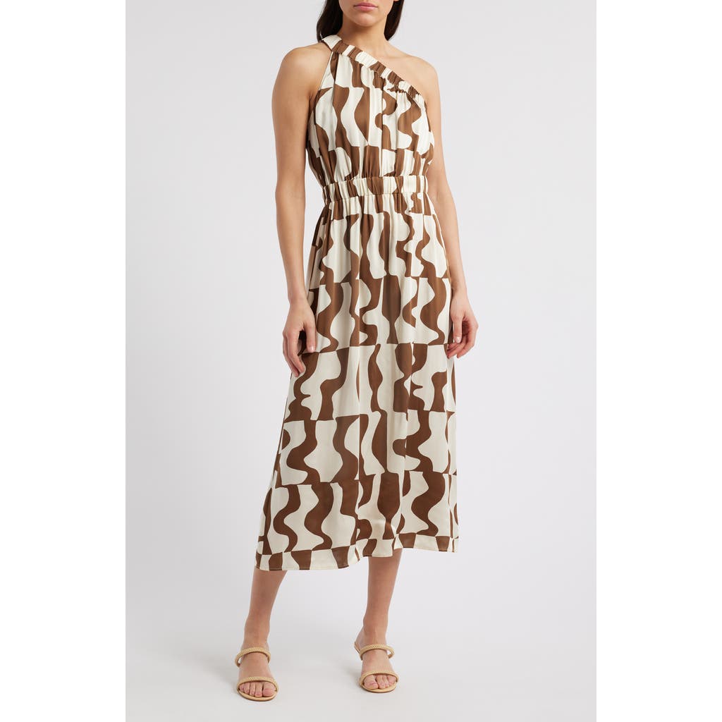 Rails India Asymmetric Geo Print Midi Dress In Copper Noto